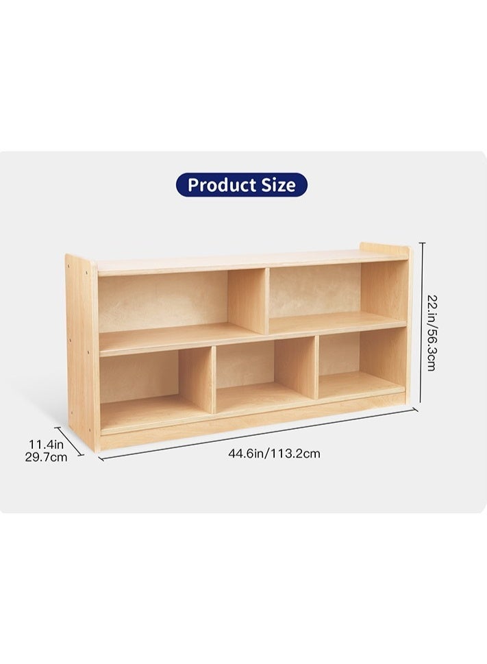 TOOKY TOY Montessori Inspired Open Wooden Storage Shelf with 5 Compartments for Kids - Image 4